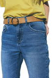 Straight Distressed Jeans in Medium Wash