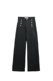 Straight Jeans With Gold Buttons at the Side in Black