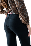 Straight Jeans With Gold Buttons at the Side in Black