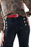 Straight Jeans With Gold Buttons at the Side in Black