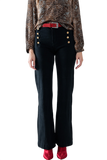 Straight Jeans With Gold Buttons at the Side in Black