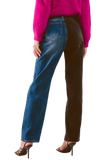 Straight Leg Color Block Jeans
