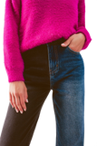 Straight Leg Color Block Jeans