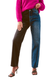 Straight Leg Color Block Jeans