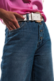 Straight Leg Jeans With PINK Faux Feather Hem