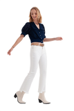 Straight Pants in White With Wide Ankles