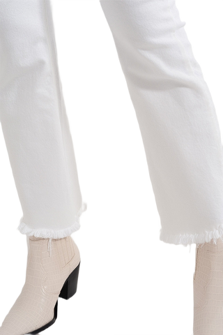Straight Pants in White With Wide Ankles