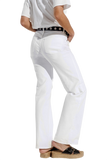 Stretch Denim Straight Jeans With 5 Pockets in White