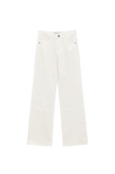 Stretch Denim Straight Jeans With 5 Pockets in White