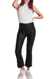 Stretch Faux Leather Flare Pants in Black