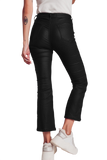 Stretch Faux Leather Flare Pants in Black