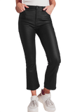 Stretch Faux Leather Flare Pants in Black
