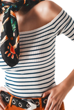 Stripe Bardot Top