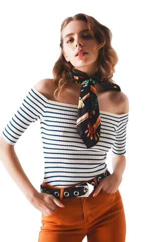 Stripe Bardot Top