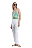 Striped White and Green Top