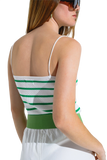 Striped White and Green Top