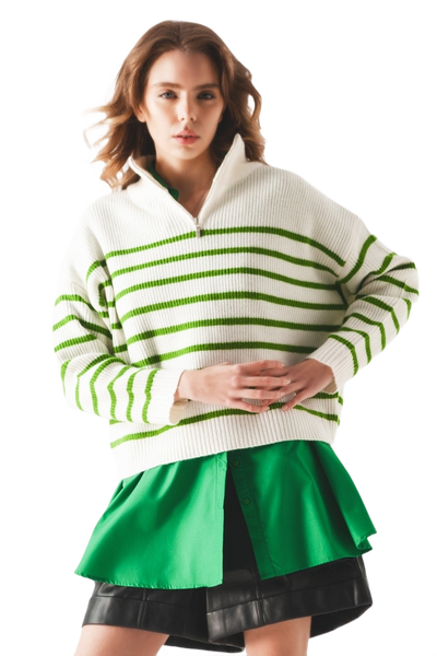 Striped Zip Sweater