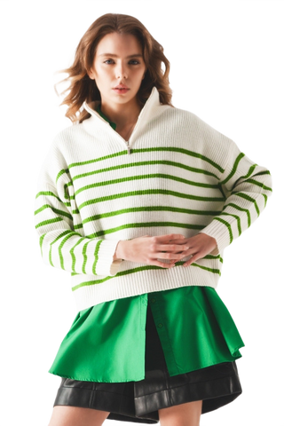 Striped Zip Sweater