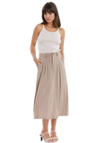 Stripped Ribbed Basic Tank Top in White and Brown