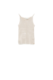 Stripped Ribbed Basic Tank Top in White and Brown