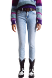 Super Skinny Jeans in Mid Rise in Light Blue Wash