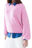 Sweater in Pink With White Stripes
