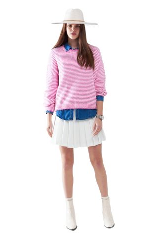 Sweater in Pink With White Stripes