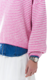 Sweater in Pink With White Stripes