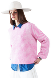 Sweater in Pink With White Stripes