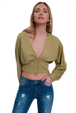 Top With Puff Sleeves in Green