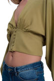 Top With Puff Sleeves in Green