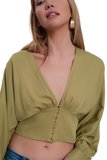 Top With Puff Sleeves in Green