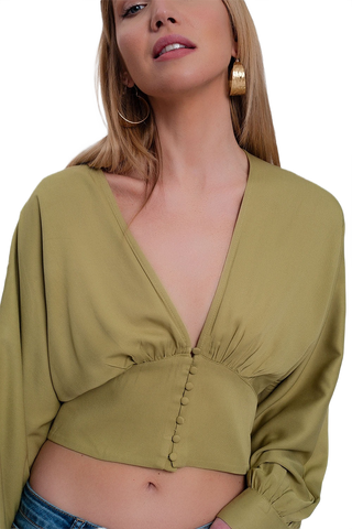 Top With Puff Sleeves in Green