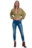 Top With Puff Sleeves in Green