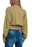 Top With Puff Sleeves in Green