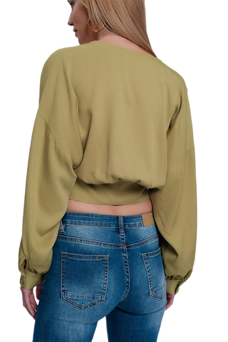 Top With Puff Sleeves in Green