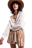 V Neck Blouse With Lace Cream