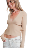 V Neck Ribbed Sweater