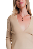 V Neck Ribbed Sweater