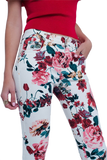 White Floral Jeans