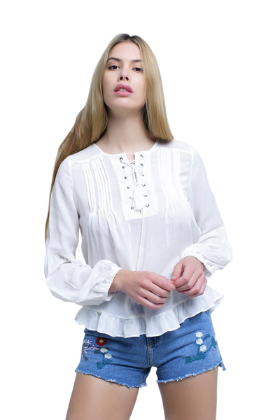 White Lace'd Up Top