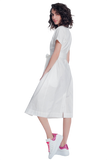 White Poplin Shirt Dress With Belt and Short Sleeve