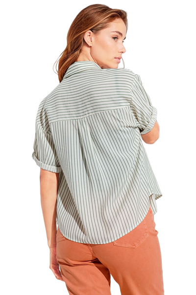 White Striped Blouse With Love Logo on Chest