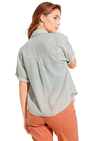White Striped Blouse With Love Logo on Chest
