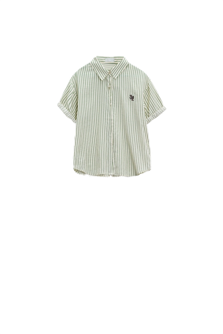 White Striped Blouse With Love Logo on Chest