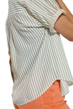 White Striped Blouse With Love Logo on Chest
