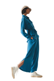 Wide Leg Drawstring Pants in Blue