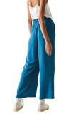 Wide Leg Drawstring Pants in Blue