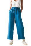 Wide Leg Drawstring Pants in Blue