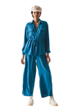 Wide Leg Drawstring Pants in Blue